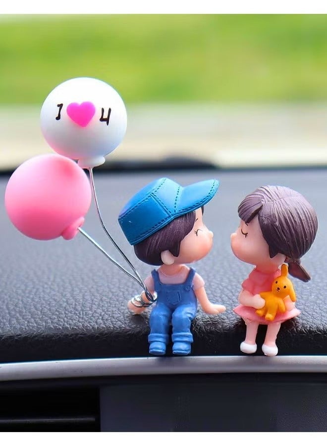 2pcs Cute Couple Shape Home Office Decorations with Balloon, Car and Office Accessories, Room Decoration - Image 1